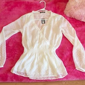 Cream wrap around blouse